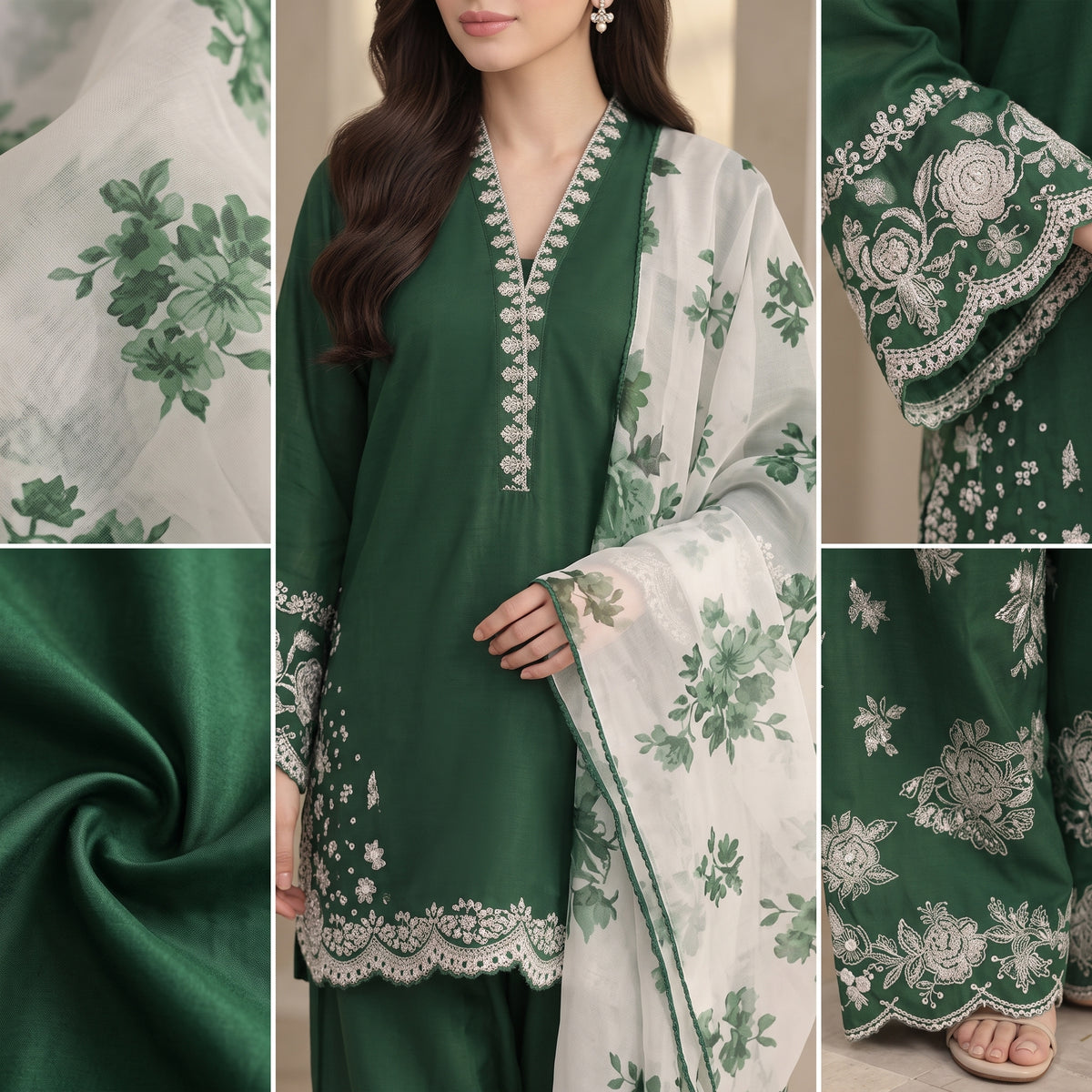 Winter Dhanak 3PC Heavy Embroidered Suit