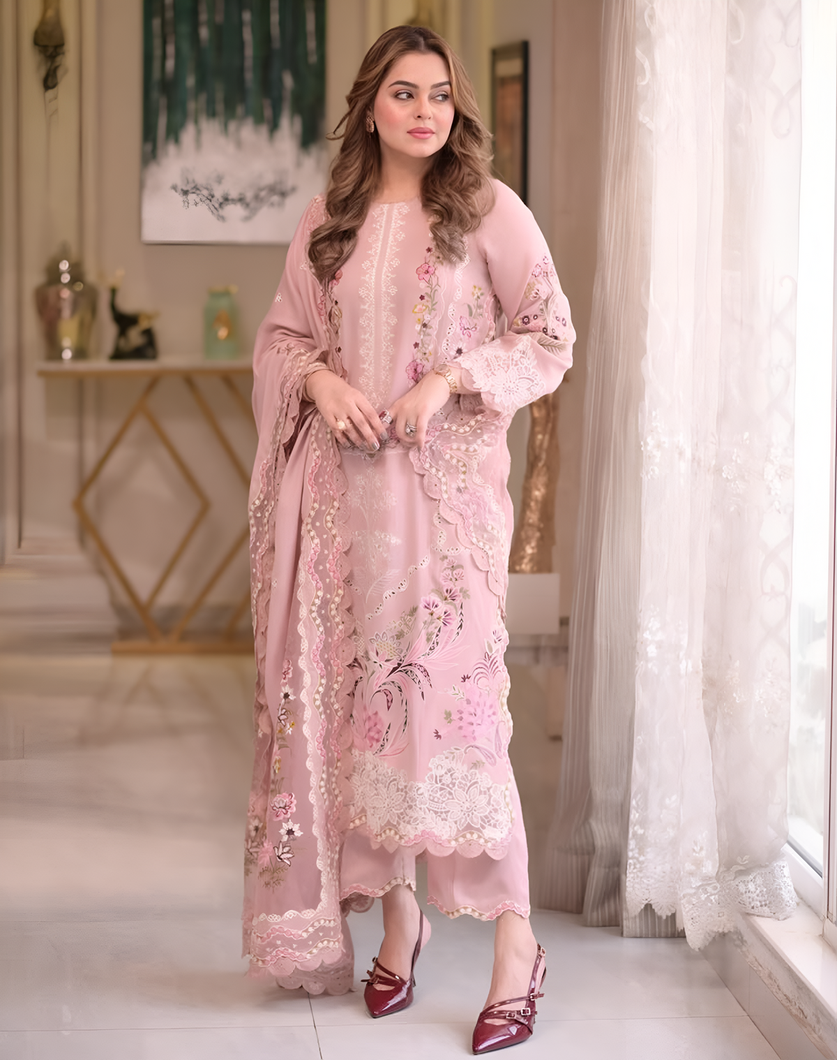 Winter Dhanak 3-Piece Embroidered Suit