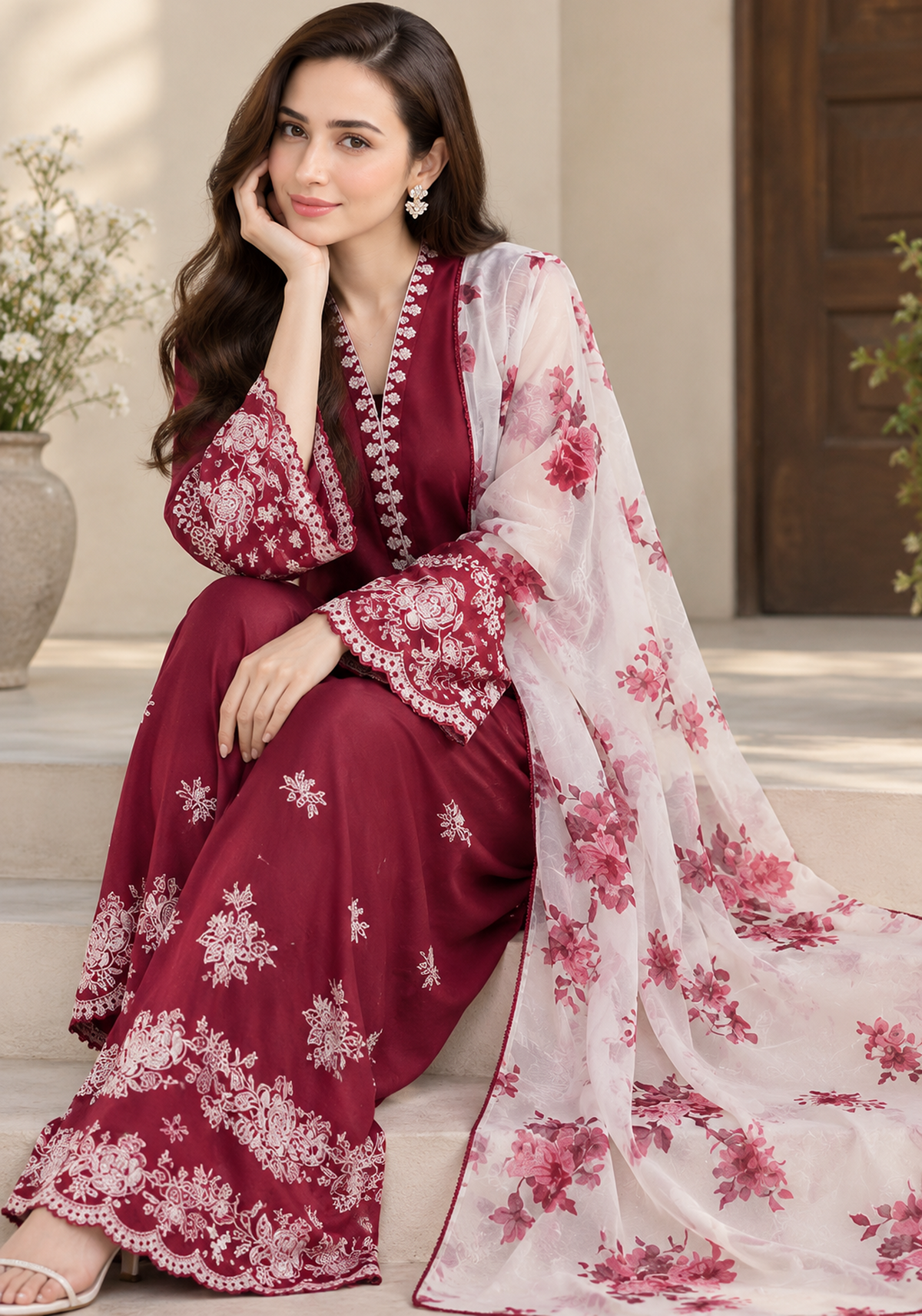 Winter Dhanak 3PC Heavy Embroidered Suit