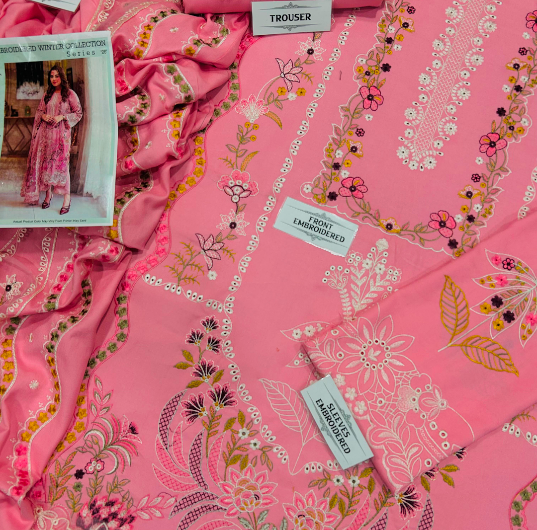 Winter Dhanak 3-Piece Embroidered Suit