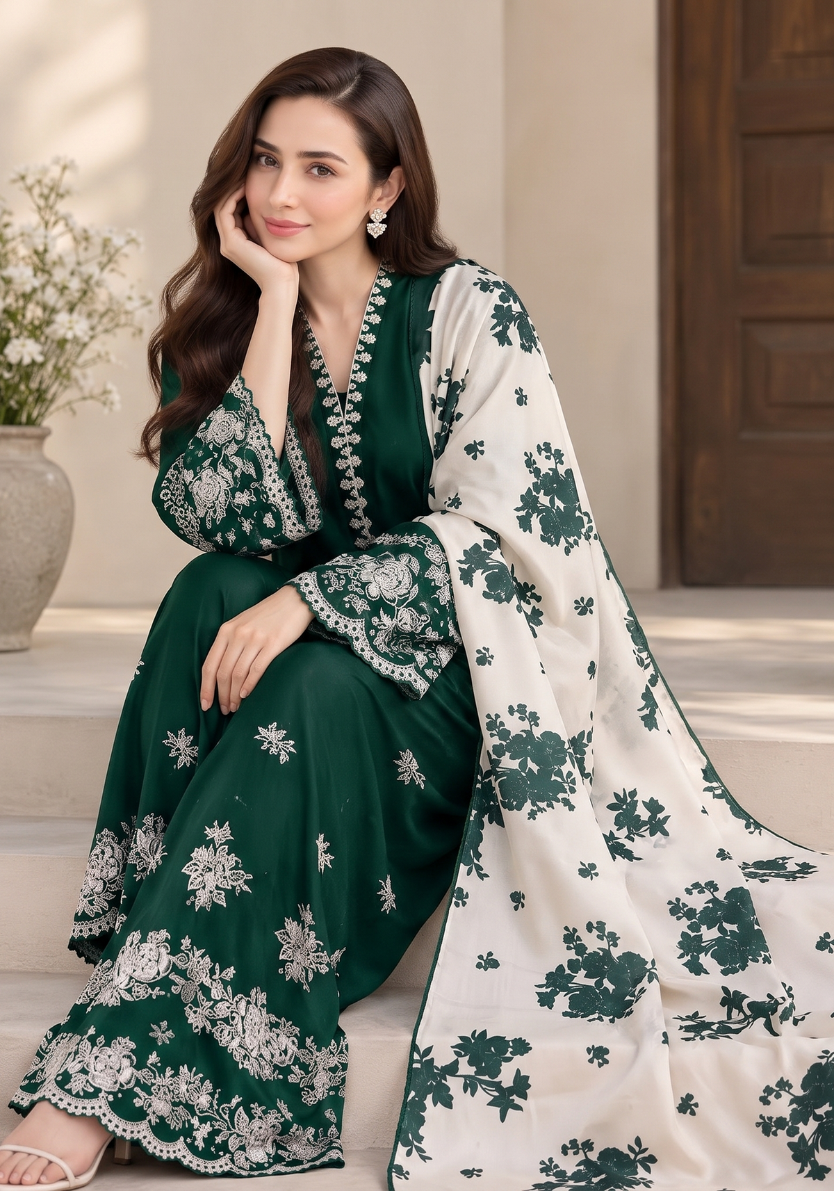 Winter Dhanak 3PC Heavy Embroidered Suit