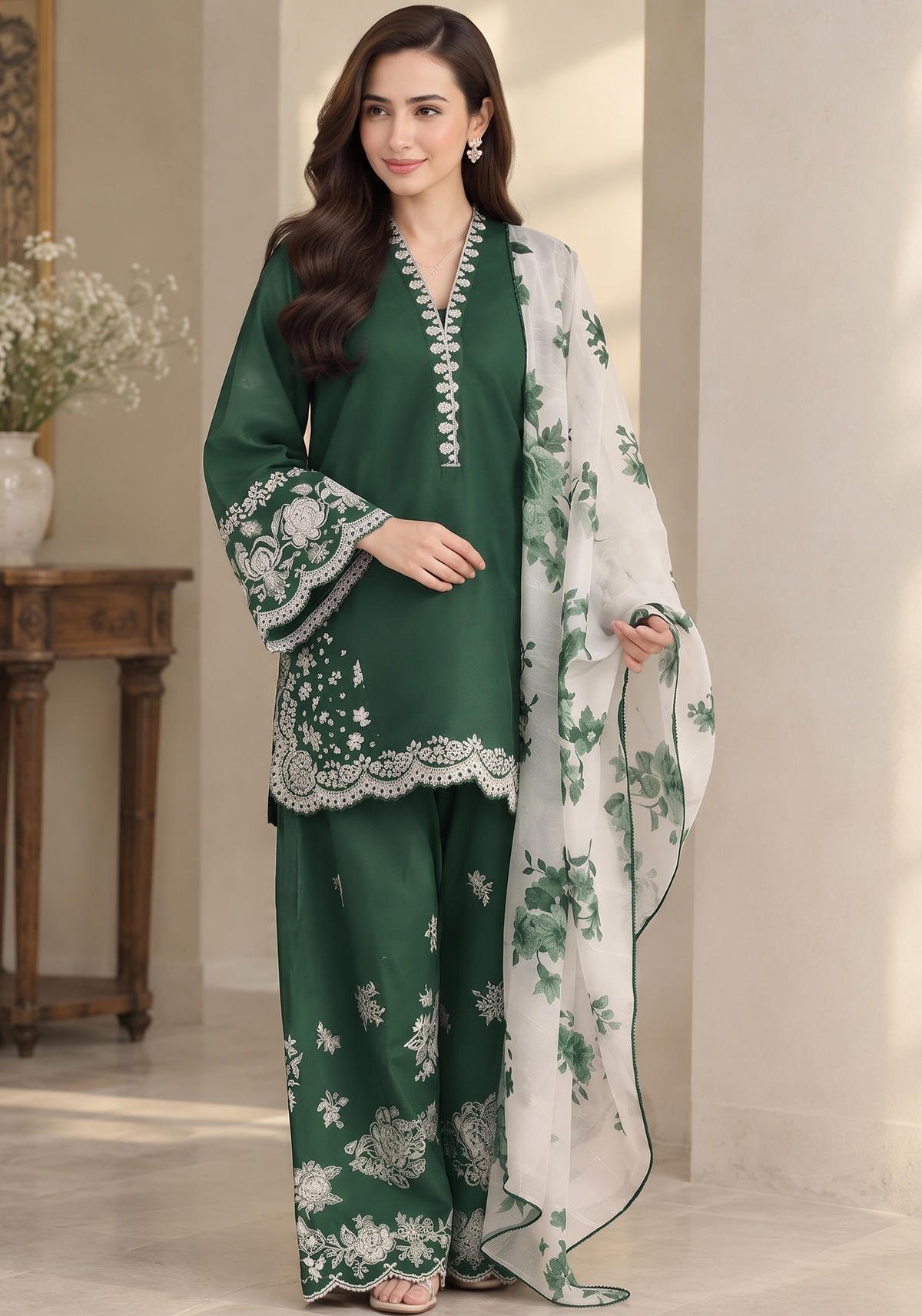 Winter Dhanak 3PC Heavy Embroidered Suit