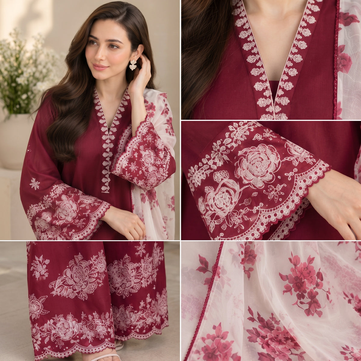 Winter Dhanak 3PC Heavy Embroidered Suit